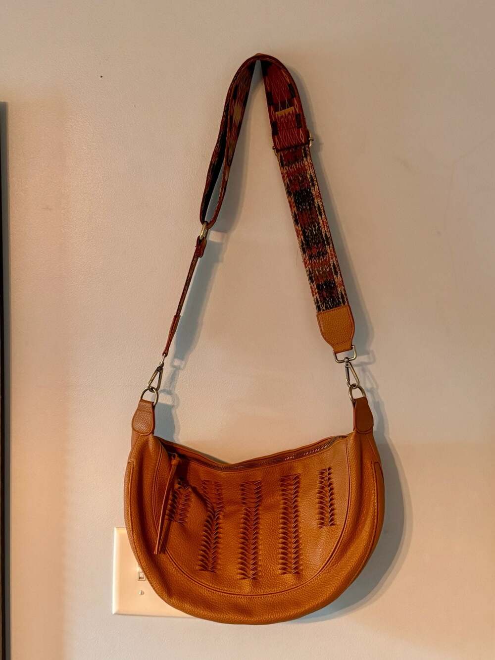 Boho Western Slouchy Hobo Bag | Cognac Crescent Shoulder Purse